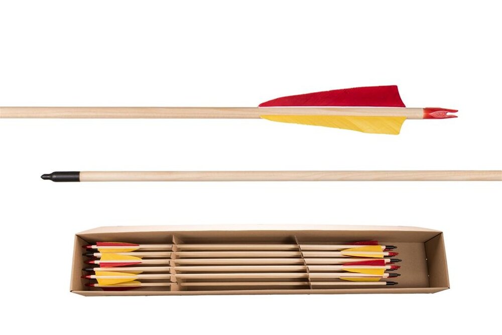 Buck Trail STD houtenpijl met natuurveren | 28 inch | per 12