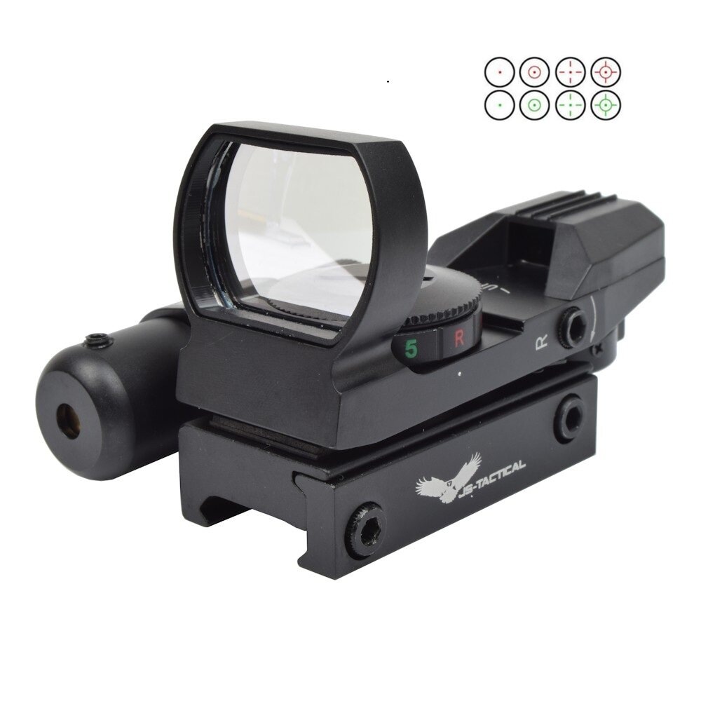 JS-Tactical Multi-Reticle Red/Green Dot Sight with Red Laser | Black