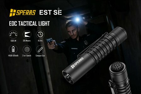 Speras EST SE | Compact 1500 Lumen EDC Tactical Flashlight with USB-C