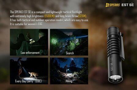 Speras EST SE | Compact 1500 Lumen EDC Tactical Flashlight with USB-C