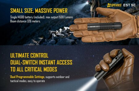 Speras EST SE | Compact 1500 Lumen EDC Tactical Flashlight with USB-C