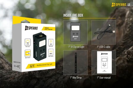 Speras U1 | Multifunctionele Cliplamp met Bewegingssensor, Magneet &amp; USB-C