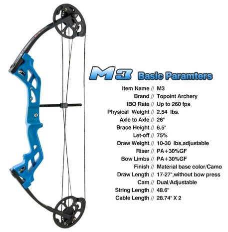 Set - Topoint M3 junior compound bow | 10-30lbs