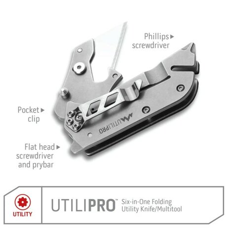 Outdoor Edge UtiliPro&trade; Black | 6-in-1 Utility Knife with Replaceable Utility Blade
