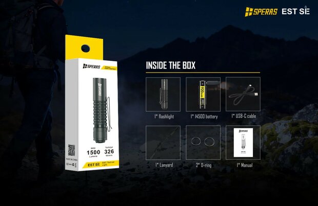 Speras EST SE | Compact 1500 Lumen EDC Tactical Flashlight with USB-C