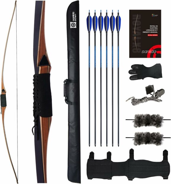 2e kans | Sanlida Royal X8 longbow starterset - compleet | 68 inch | 35 lbs